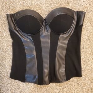 Black detailed ZIP UP pleather corset